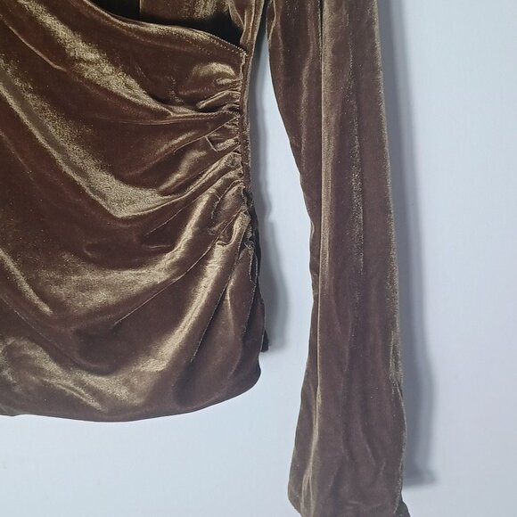 Vintage MSK Top Womens Medium Velvet Green Fairycore Retro 70s Grunge Wrap - Picture 4 of 9